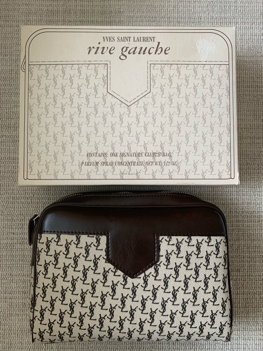 RARE Vintage YSL Yves Saint Laurent Rive Gauche Toiletry Bag & Perfume NIB - Picture 2 of 7